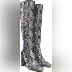 Sam Edelman Clarem Women's Snakeskin Print Leather Boots Knee High Size 8.5 EUC